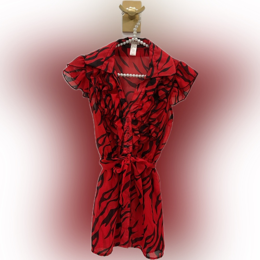 🔴VIXEN RUFFLED ZEBRA PRINT TOP🔴 - Picture 6 of 7